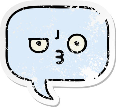 Bir insan tarafından çizilmiş şirin bir karikatür konuşma balonunun sıkıntılı çıkartması.