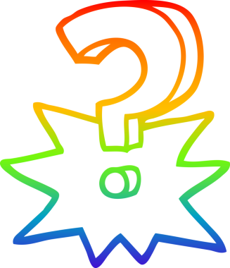 gökkuşağı gradyan çizgi çizimi bir insan tarafından çizilmiş soru işareti