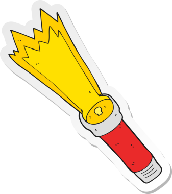 Bir insan tarafından çizilmiş bir çizgi film fenerinin çıkartması.