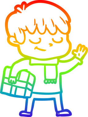 gökkuşağı gradyan çizgi çizimi bir insan tarafından çizilmiş mutlu bir çocuk