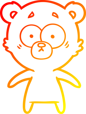 Bir insan tarafından çizilmiş kaygılı bir ayı karikatürünün sıcak çizgi çizimi