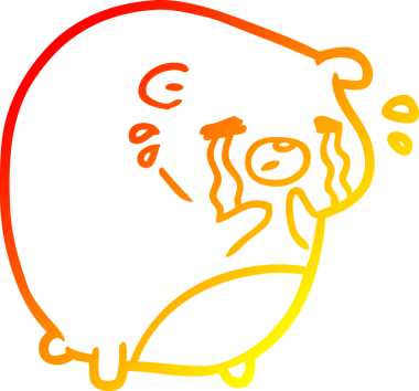 Bir insan tarafından çizilen ağlayan bir ayının sıcak çizgi çizimi