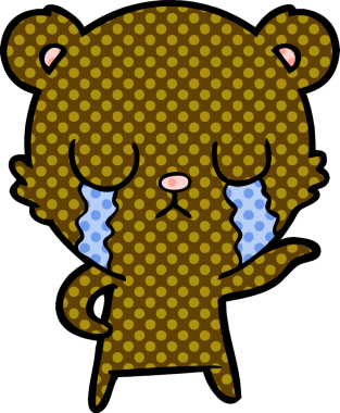 Bir insan tarafından çizilmiş ağlayan çizgi film ayısı.