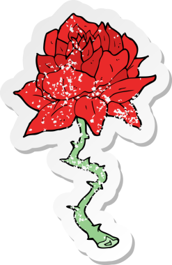 Bir insan tarafından çizilmiş bir çizgi film dövmesinin gerilimli çıkartması.