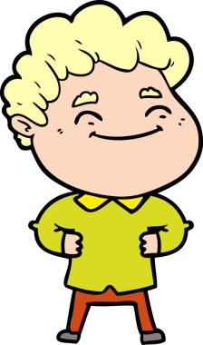 Bir insan tarafından çizilmiş çizgi film dostu bir adam.