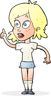 Çizgi filmdeki kadın bir insan tarafından çizilmiş sorular soruyor.