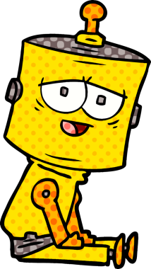 Bir insan tarafından çizilmiş çizgi film robotu