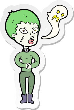 Bir insan tarafından çizilmiş ölümsüz bir kadının çıkartması.