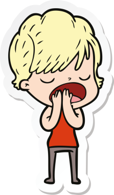 Bir insan tarafından çizilmiş bir karikatür kadının çıkartması.