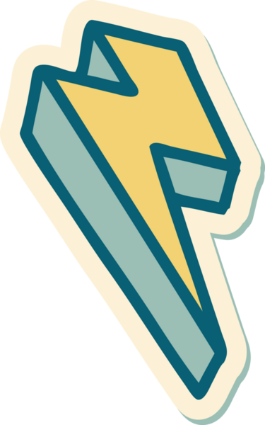 Bir insan tarafından çizilmiş geleneksel yıldırım stili dövme etiketi