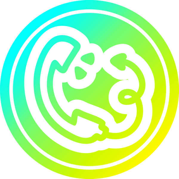 Bir insan tarafından çizilmiş havalı gradyan görünümlü şeytan kuyruklu telefon ahizesi.