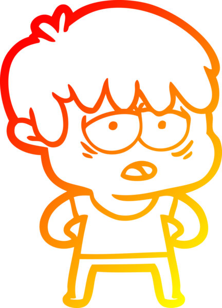 Bir insan tarafından çizilmiş, bitkin bir çocuğun sıcak çizgi çizimi.