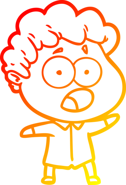 Bir insan tarafından şaşırtılarak çizilen çizgi film karakterinin sıcak çizgi çizimi.