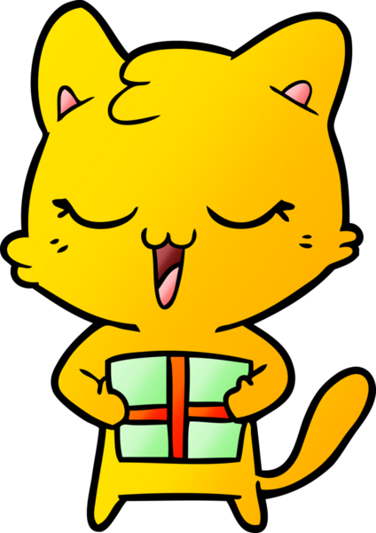 Bir insan tarafından çizilmiş mutlu çizgi film kedisi.