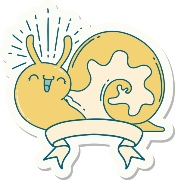 Bir insan tarafından çizilmiş mutlu salyangoz dövmesi stili.