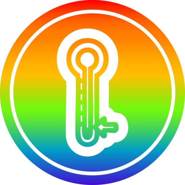 Düşük sıcaklık dairesel simgesi gökkuşağı gradyanı bir insan tarafından çizilmiş