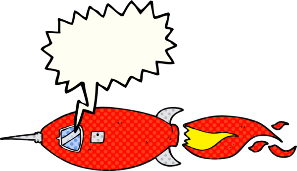 Bir insan tarafından çizilmiş serbest çizilmiş çizgi roman konuşma balonu uzay gemisi