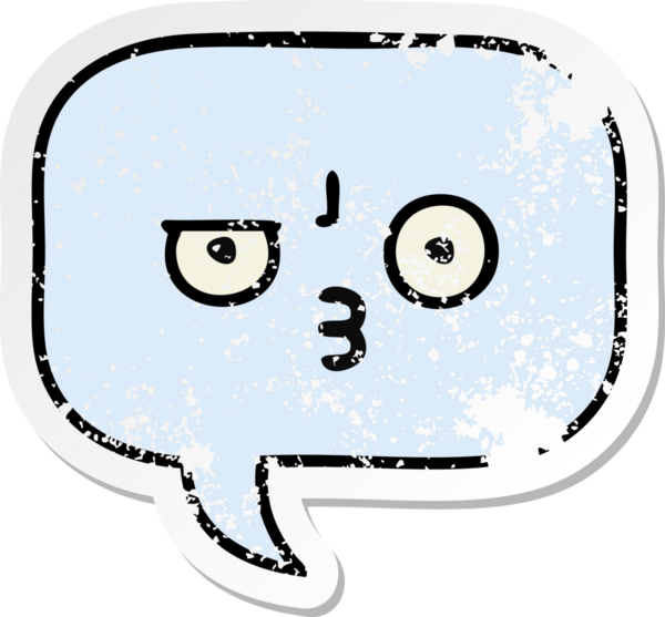 Bir insan tarafından çizilmiş şirin bir karikatür konuşma balonunun sıkıntılı çıkartması.