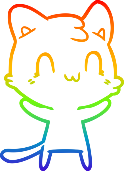 gökkuşağı gradyan çizgi çizimi Bir insan tarafından çizilmiş mutlu kedi
