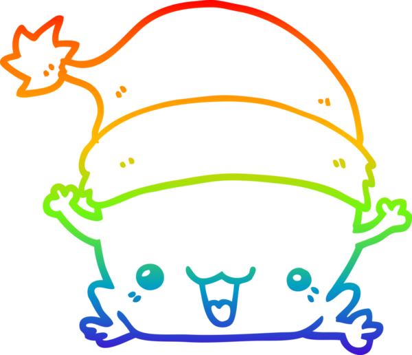 Gökkuşağı gradyan çizgisi bir insan tarafından çizilmiş şirin bir noel kurbağasının çizimi