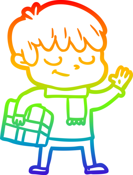 gökkuşağı gradyan çizgi çizimi bir insan tarafından çizilmiş mutlu bir çocuk