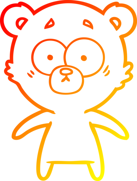 Bir insan tarafından çizilmiş kaygılı bir ayı karikatürünün sıcak çizgi çizimi