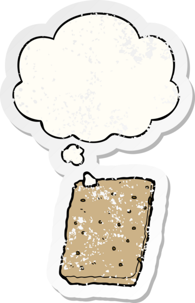 Düşünce baloncuklu çizgi film gözlemesi insan tarafından çizilmiş yıpranmış bir çıkartma gibi.