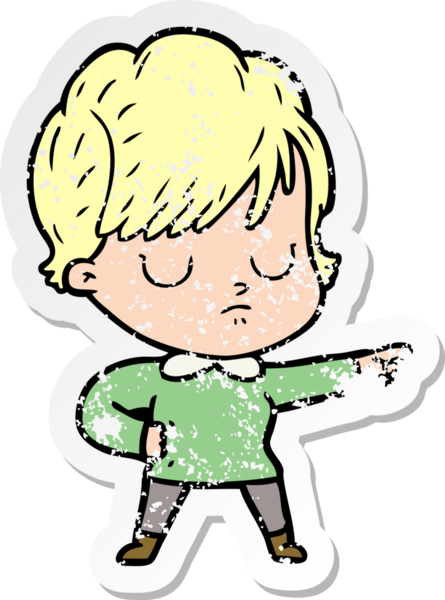 Bir insan tarafından çizilmiş karikatür bir kadının sıkıntılı çıkartması.