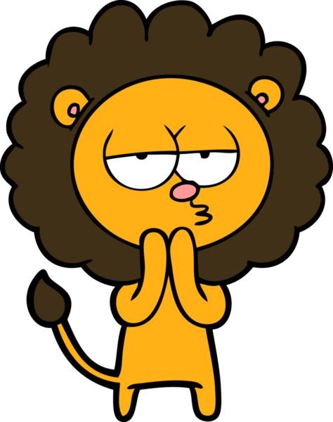 Bir insan tarafından çizilmiş bir karikatür aslanı.