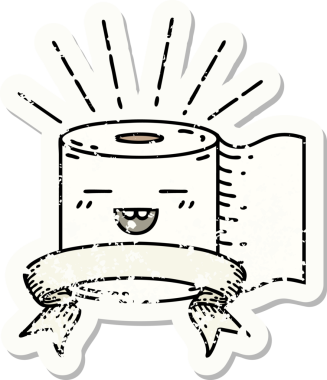 Bir insan tarafından çizilmiş eski bir dövme stili tuvalet kağıdı çıkartması.