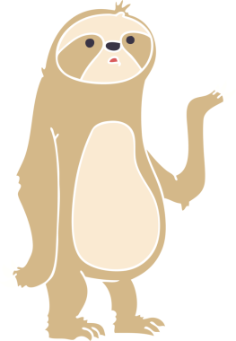 Bir insan tarafından çizilmiş garip bir çizgi film tembel hayvanı.