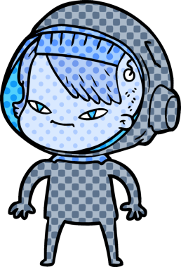 Bir insan tarafından çizilmiş astronot kadın.