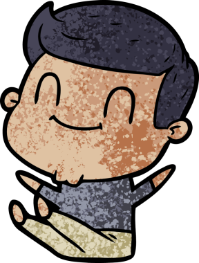 Bir insan tarafından çizilmiş çizgi film dostu bir adam.