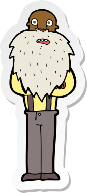 Bir insan tarafından çizilmiş sakallı yaşlı bir adamın çıkartması.