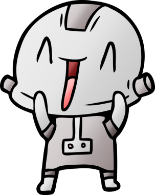 Bir insan tarafından çizilmiş çizgi film robotu