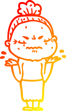 Bir insan tarafından çizilmiş, karikatür çizen yaşlı bir kadın.