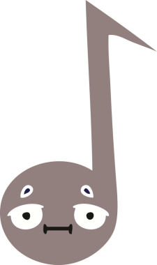 Bir insan tarafından çizilmiş bir notanın düz renkli retro karikatürü