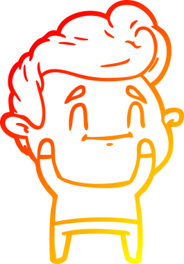 Bir insan tarafından çizilmiş mutlu bir çizgi film karakteri çizimi.