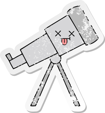 Bir insan tarafından çizilmiş sevimli bir teleskobun sıkıntılı çıkartması.