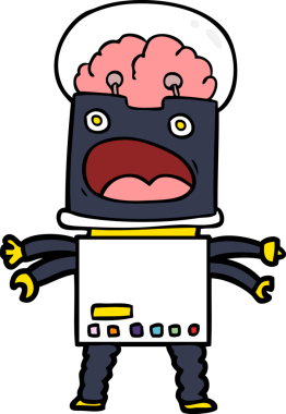 Bir insan tarafından çizilmiş çizgi film robotu