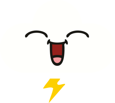 Bir insan tarafından çizilmiş bir gök gürültüsü bulutunun düz renk retro karikatürü