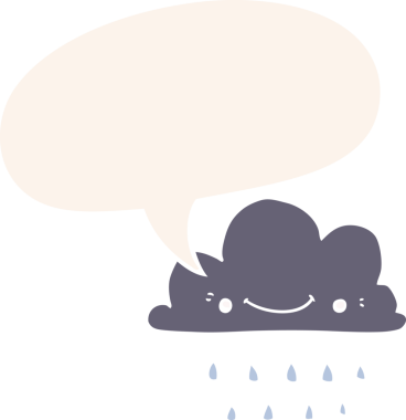 bir insan tarafından çizilmiş, konuşma baloncuklu karikatür fırtına bulutu.