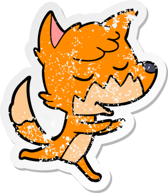 Bir insan tarafından çizilmiş dost canlısı bir tilkinin sıkıntılı çıkartması.