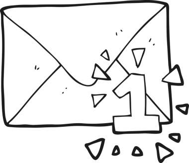 Bir insan tarafından çizilmiş siyah beyaz karikatür e-posta iletisi