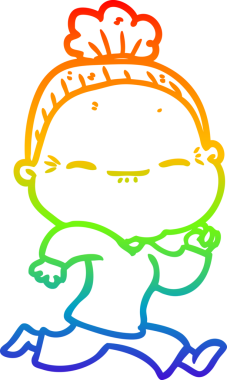 Gökkuşağı gradyan çizimi bir insan tarafından çizilmiş barışçıl yaşlı bir kadının çizimi