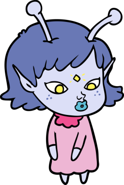 Bir insan tarafından çizilmiş güzel uzaylı kız.