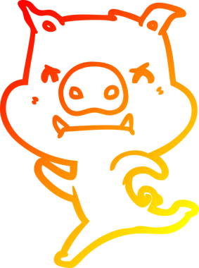 Bir insan tarafından çizilen kızgın çizgi film domuzu çizimi.