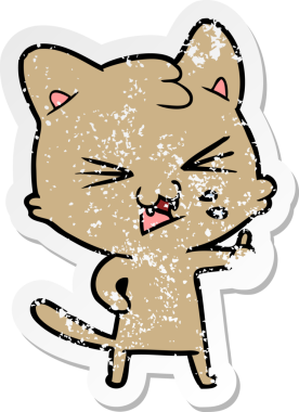 Bir insan tarafından çizilmiş bir karikatür tıslayan kedinin sıkıntılı çıkartması.