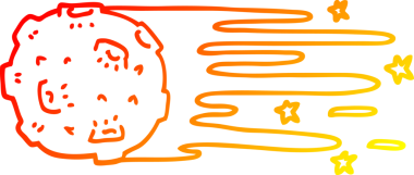 Bir insan tarafından çizilen uçan asteroitin sıcak gradyan çizimi