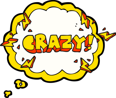 Serbest çizilmiş düşünce balonu karikatürü bir insan tarafından çizilmiş deli gibi bağırıyor.